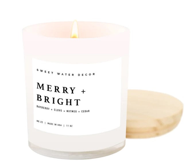 Merry and Bright Hand Poured Soy Candle - 11 oz